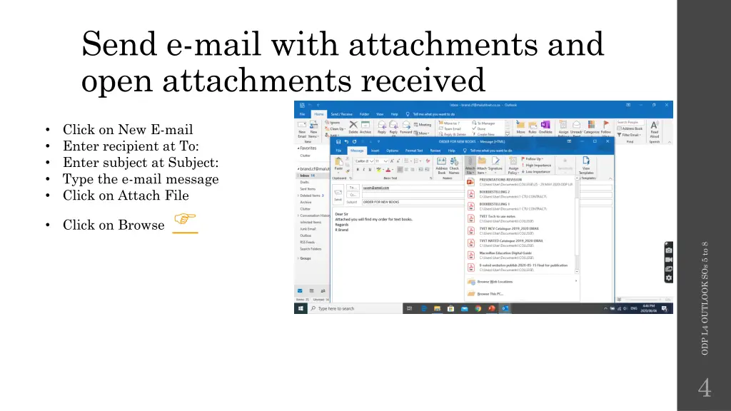 send e mail with attachments and open attachments