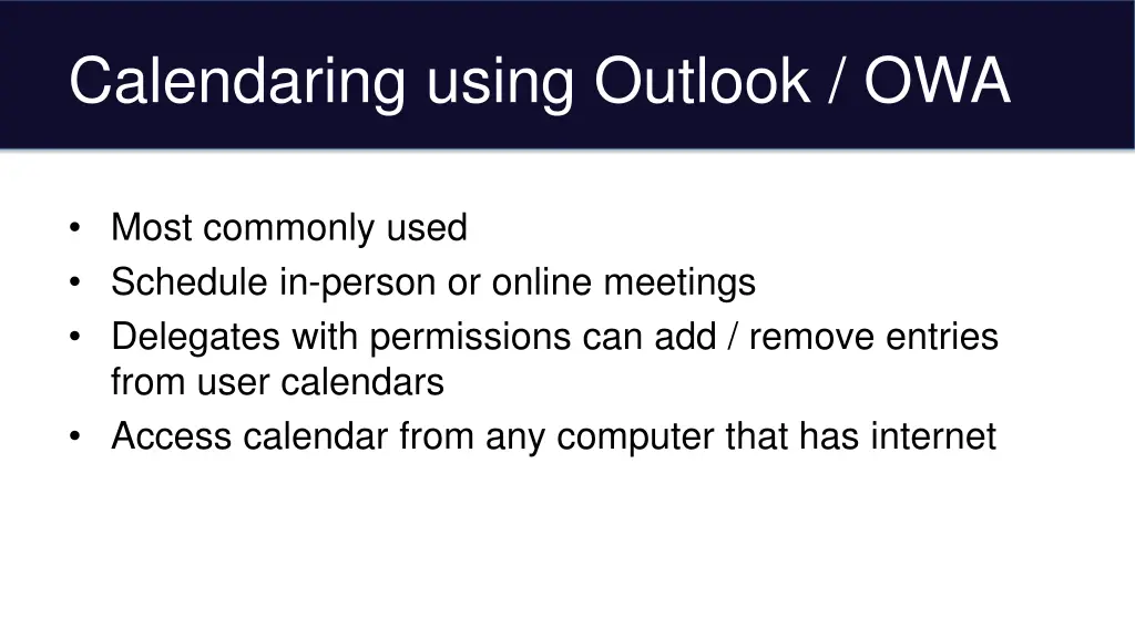 calendaring using outlook owa