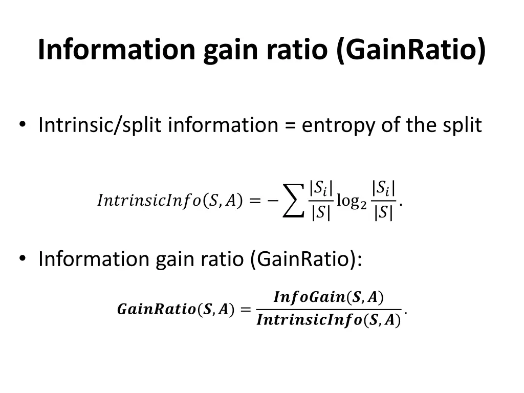 information gain ratio gainratio