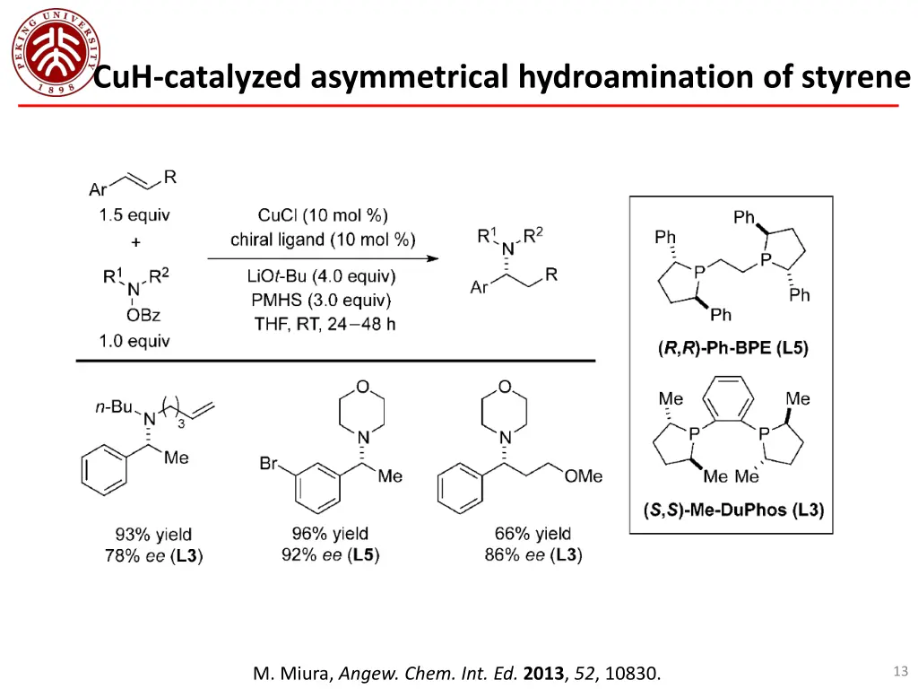 cuh catalyzed asymmetrical hydroamination