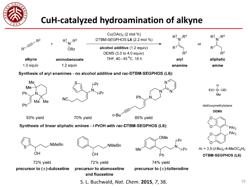 cuh catalyzed hydroamination of alkyne