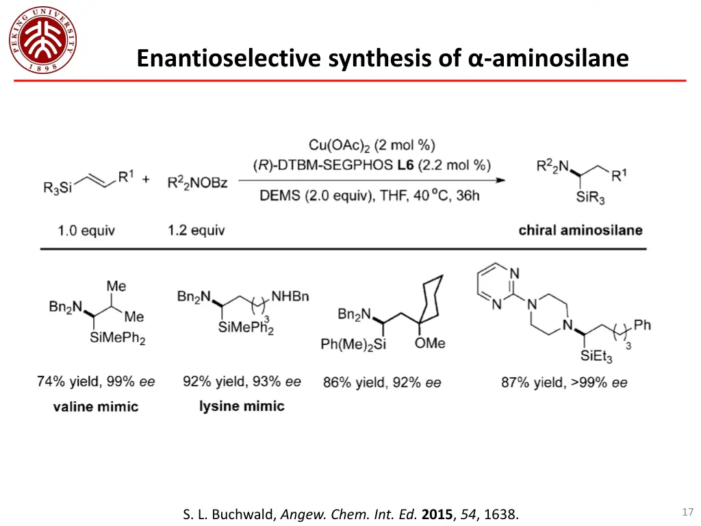 enantioselective synthesis of aminosilane