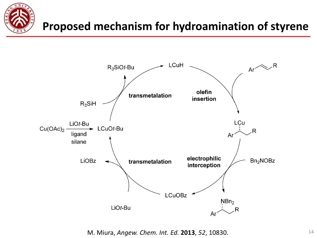 proposed mechanism for hydroamination of styrene