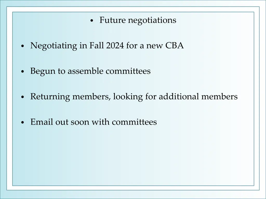 future negotiations