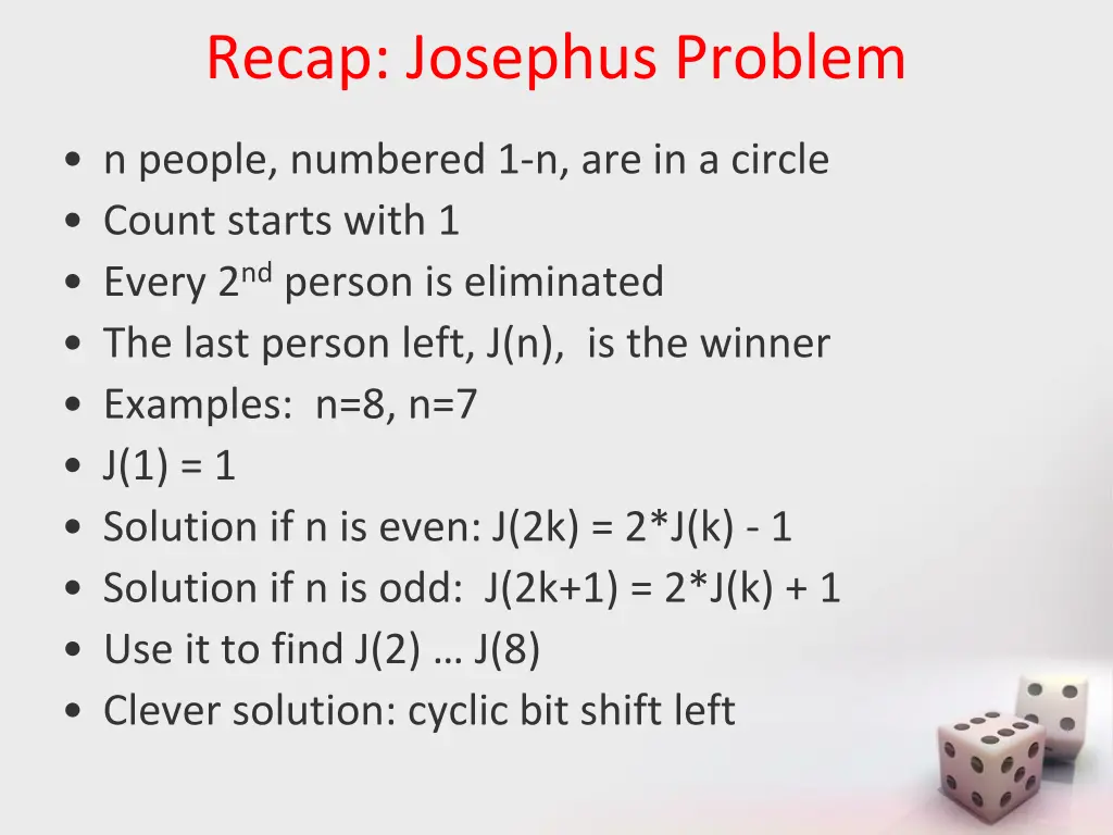 recap josephus problem