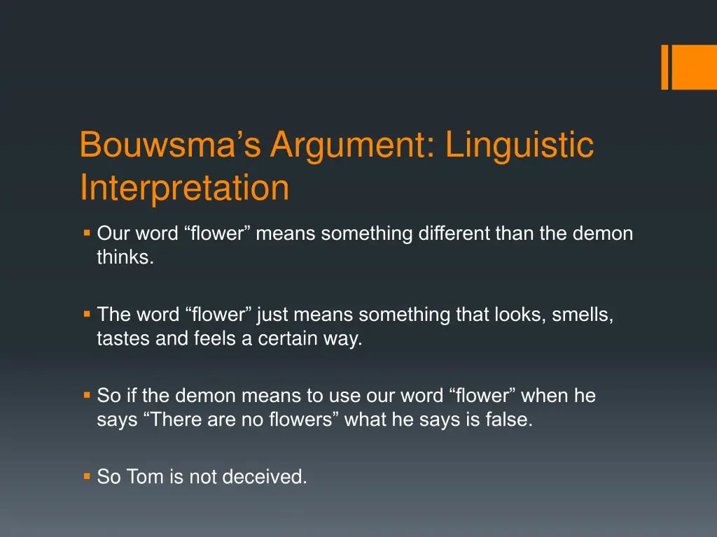 bouwsma s argument linguistic interpretation