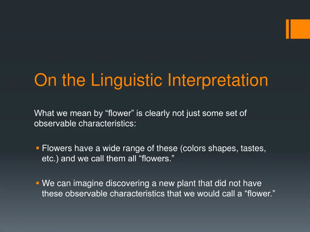 on the linguistic interpretation