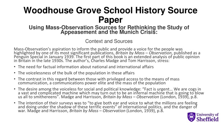 woodhouse grove school history source paper using