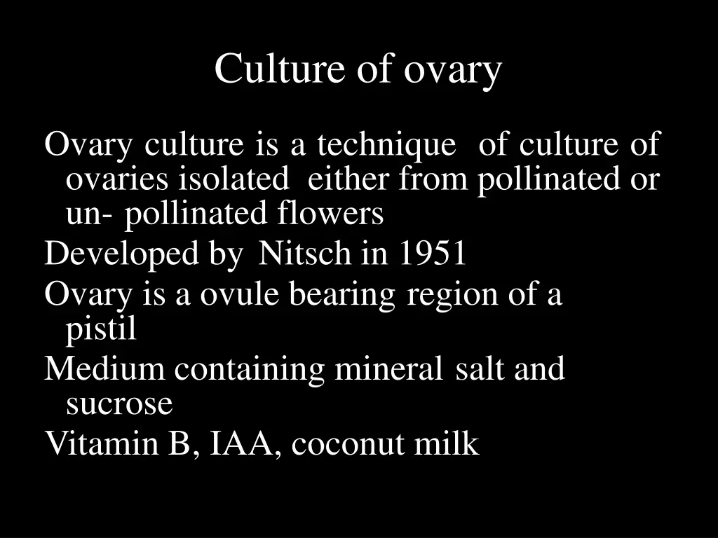 culture of ovary