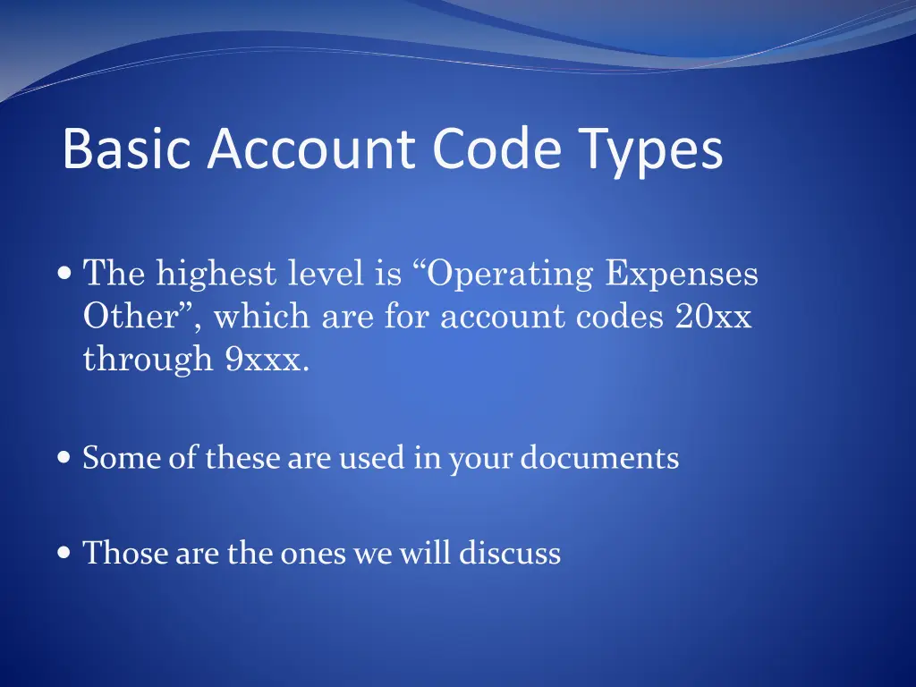 basic account code types