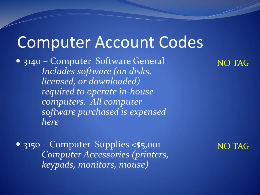 computer account codes 3140 computer software