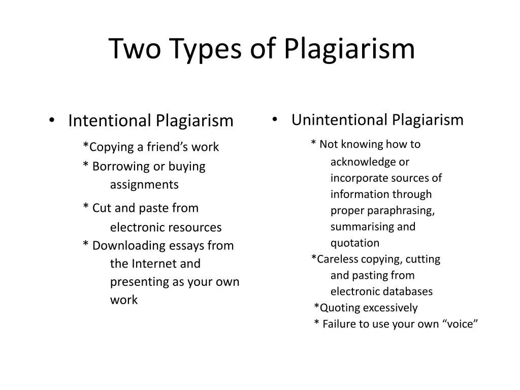 two types of plagiarism