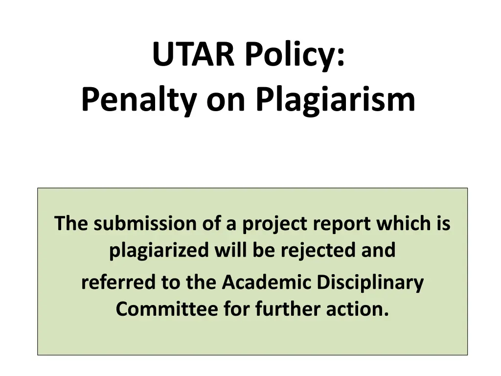 utar policy penalty on plagiarism