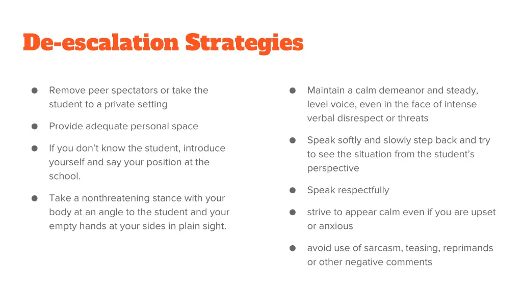 de escalation strategies