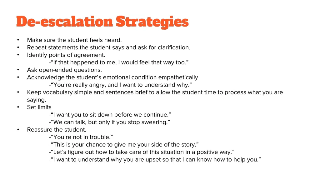 make sure the student feels heard repeat