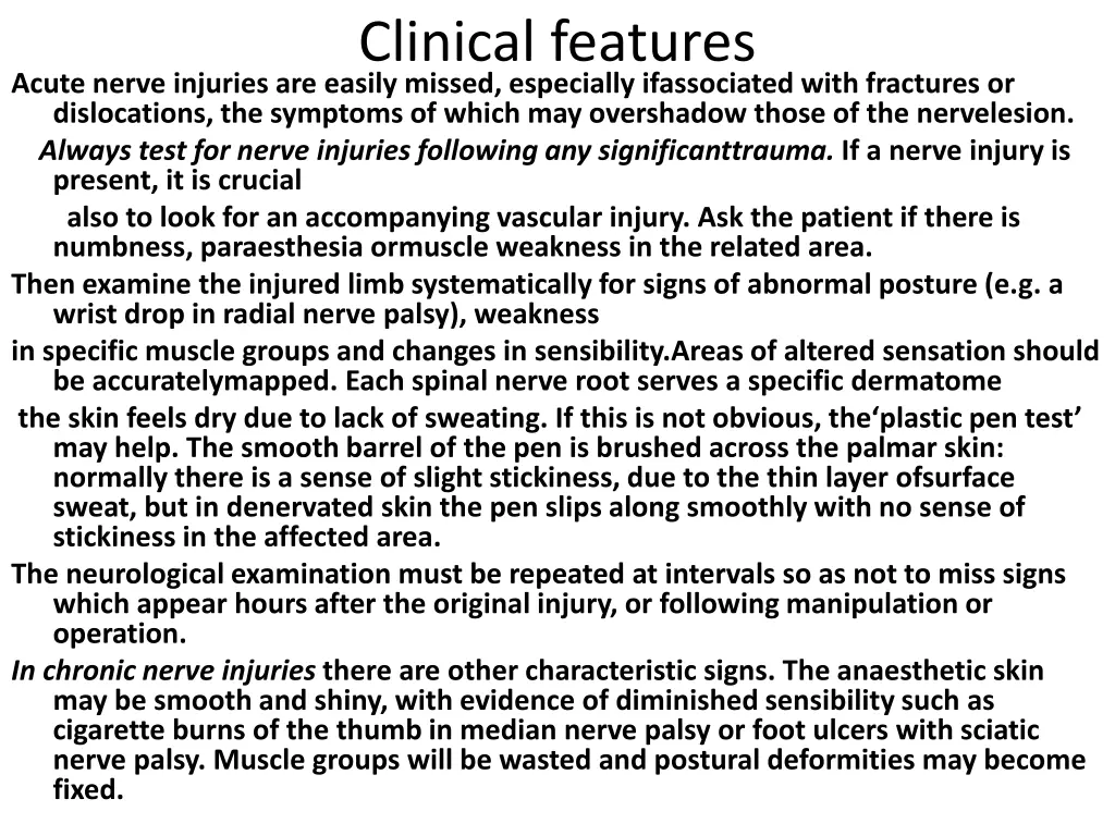 clinical features