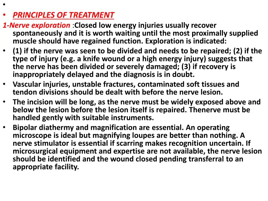 principles of treatment 1 nerve exploration