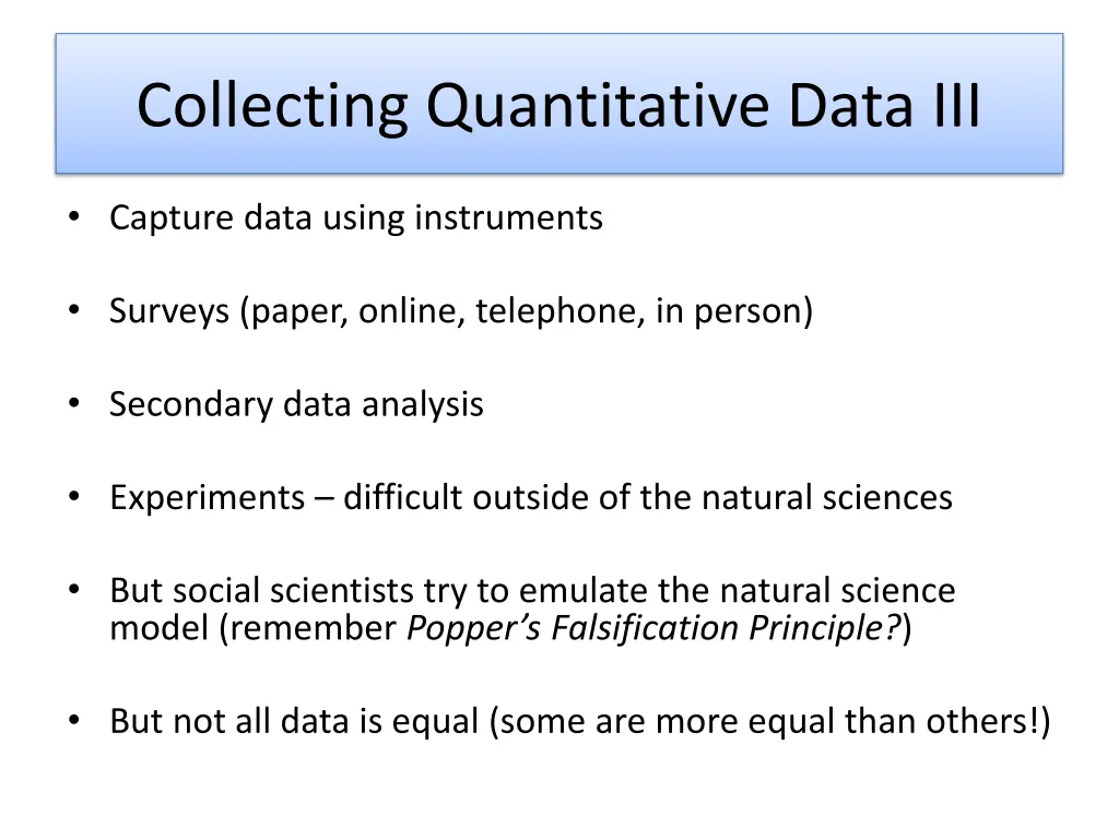 collecting quantitative data iii