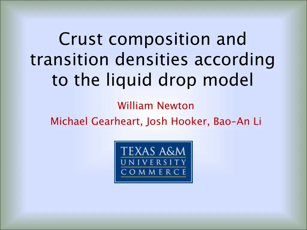 crust composition and transition densities