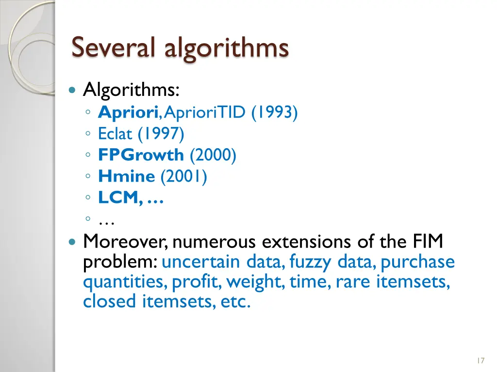 several algorithms