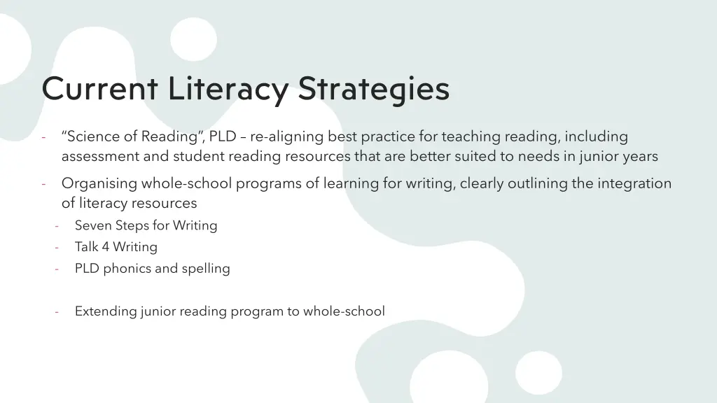 current literacy strategies