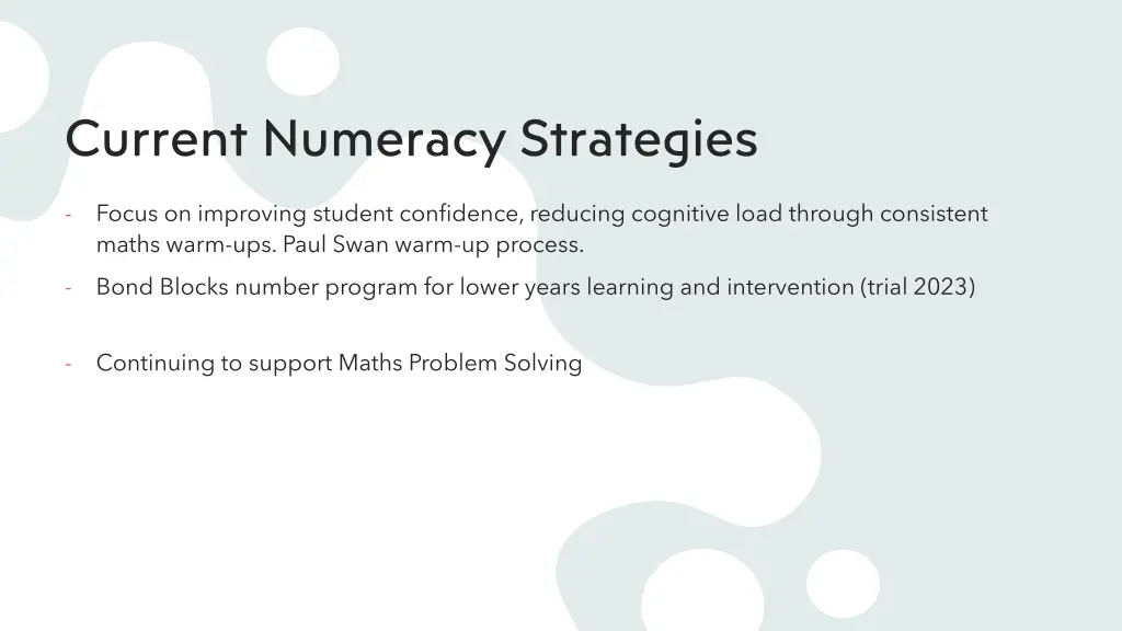 current numeracy strategies