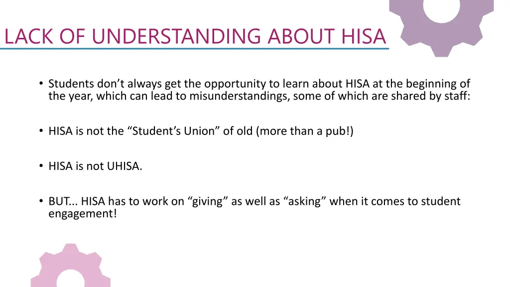 lack of understanding about hisa