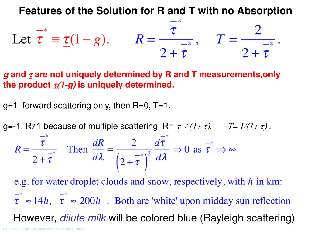 features of the solution for r and t with