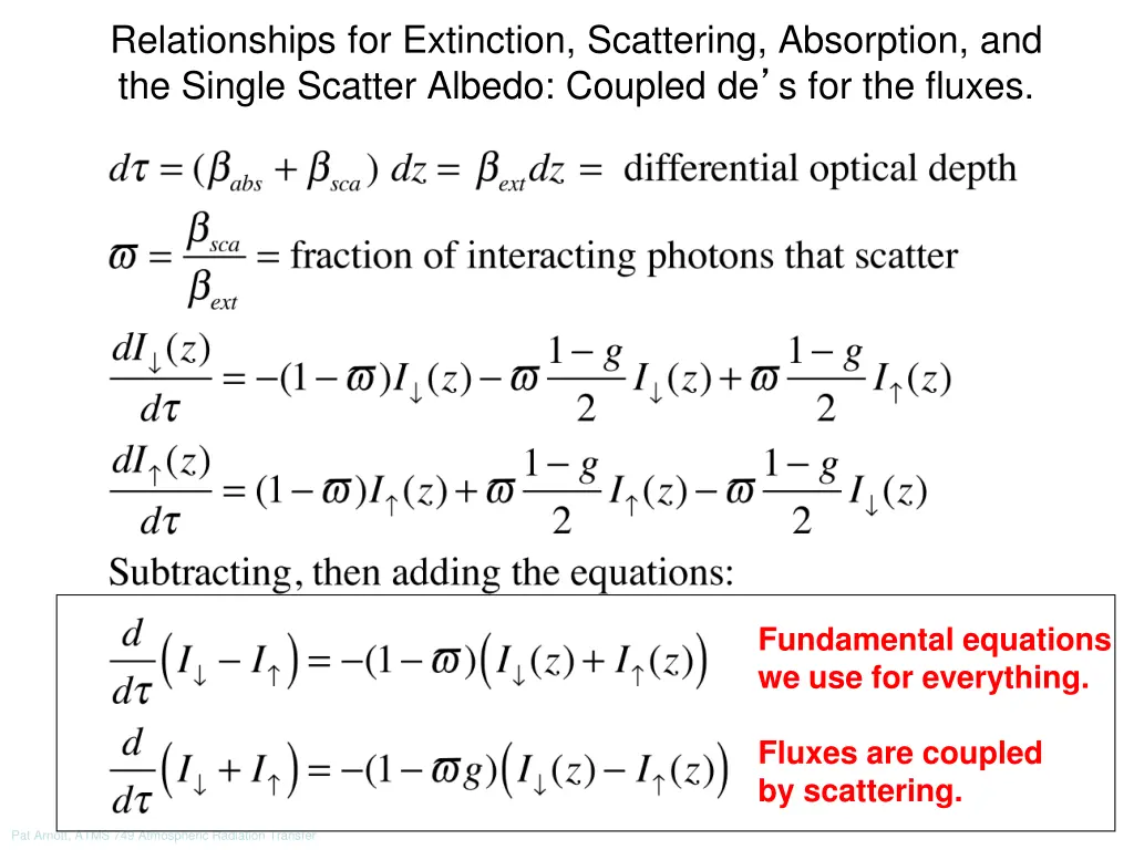 relationships for extinction scattering