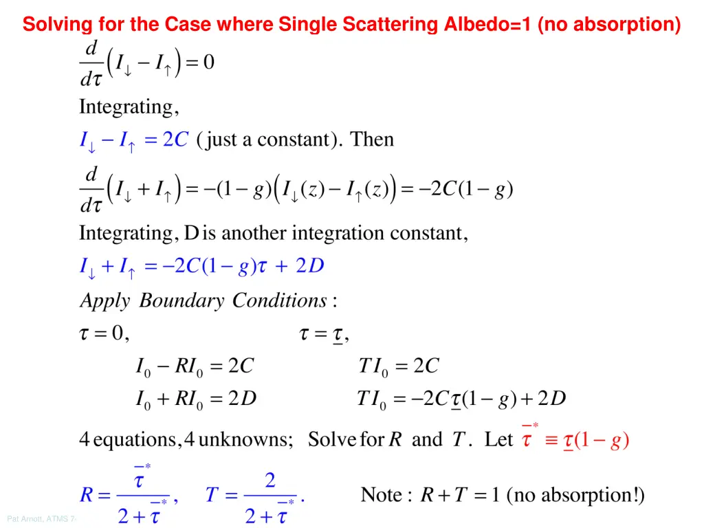 solving for the case where single scattering