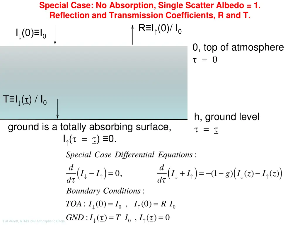 special case no absorption single scatter albedo