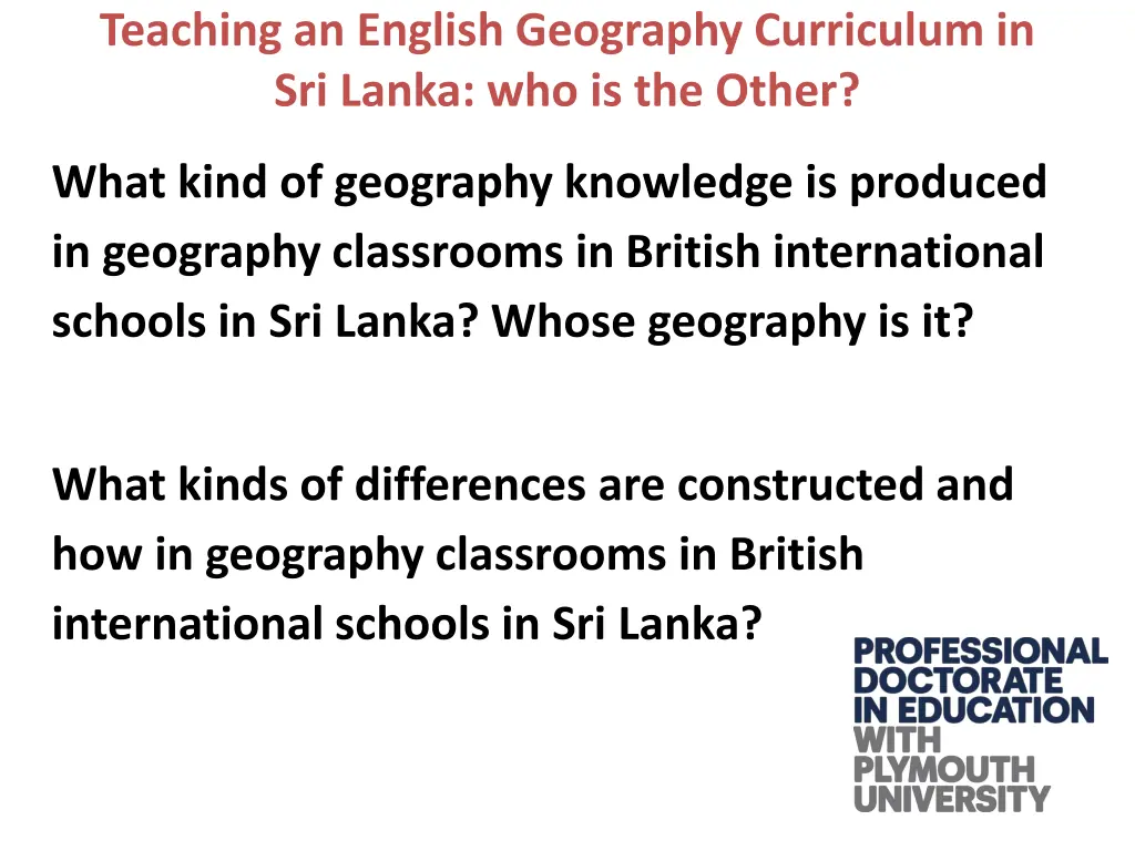 teaching an english geography curriculum