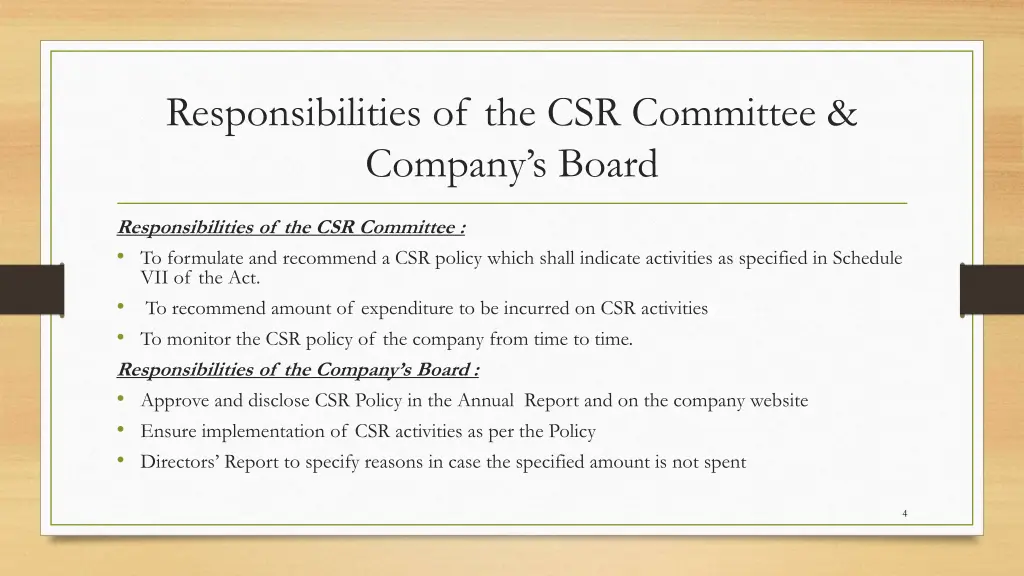 responsibilities of the csr committee company