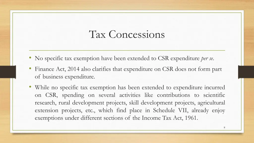 tax concessions