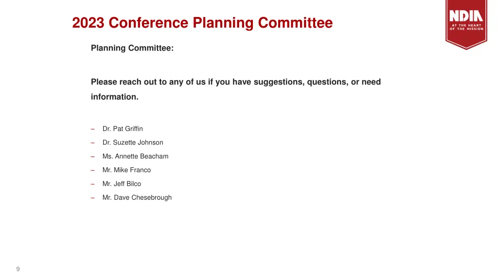 2023 conference planning committee