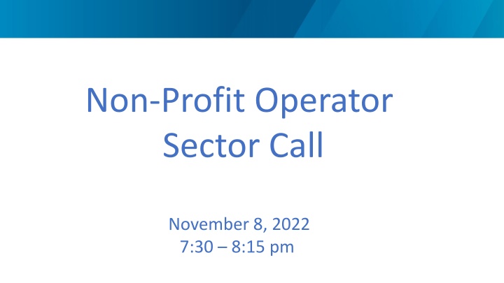 non profit operator sector call