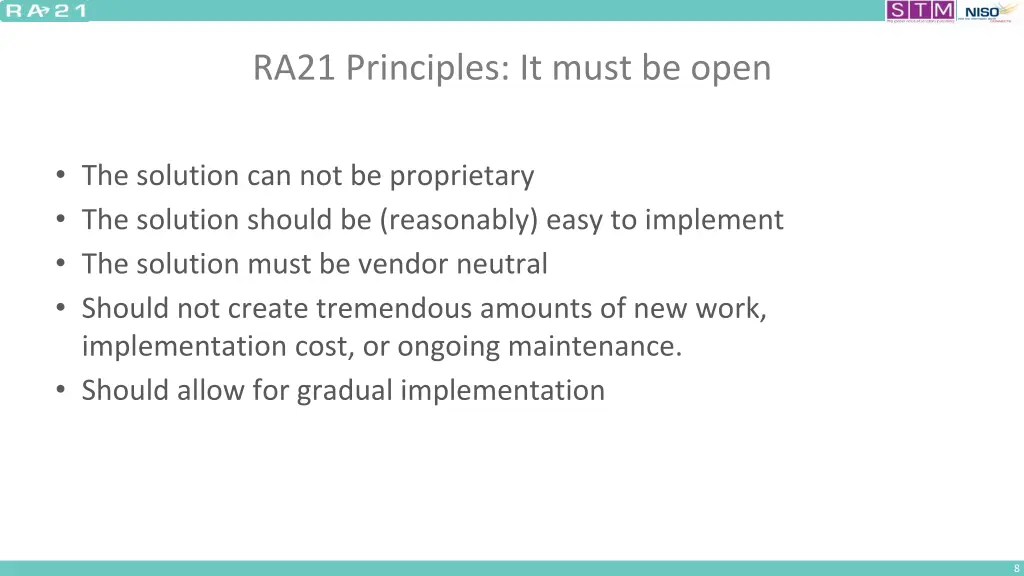 ra21 principles it must be open