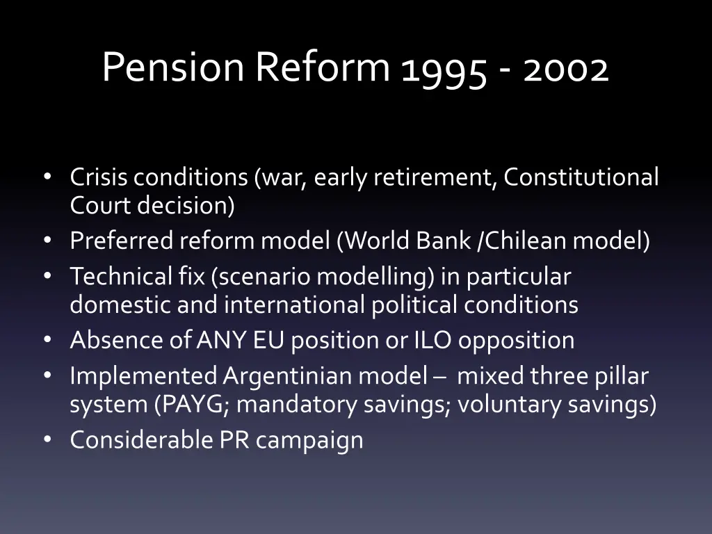 pension reform 1995 2002