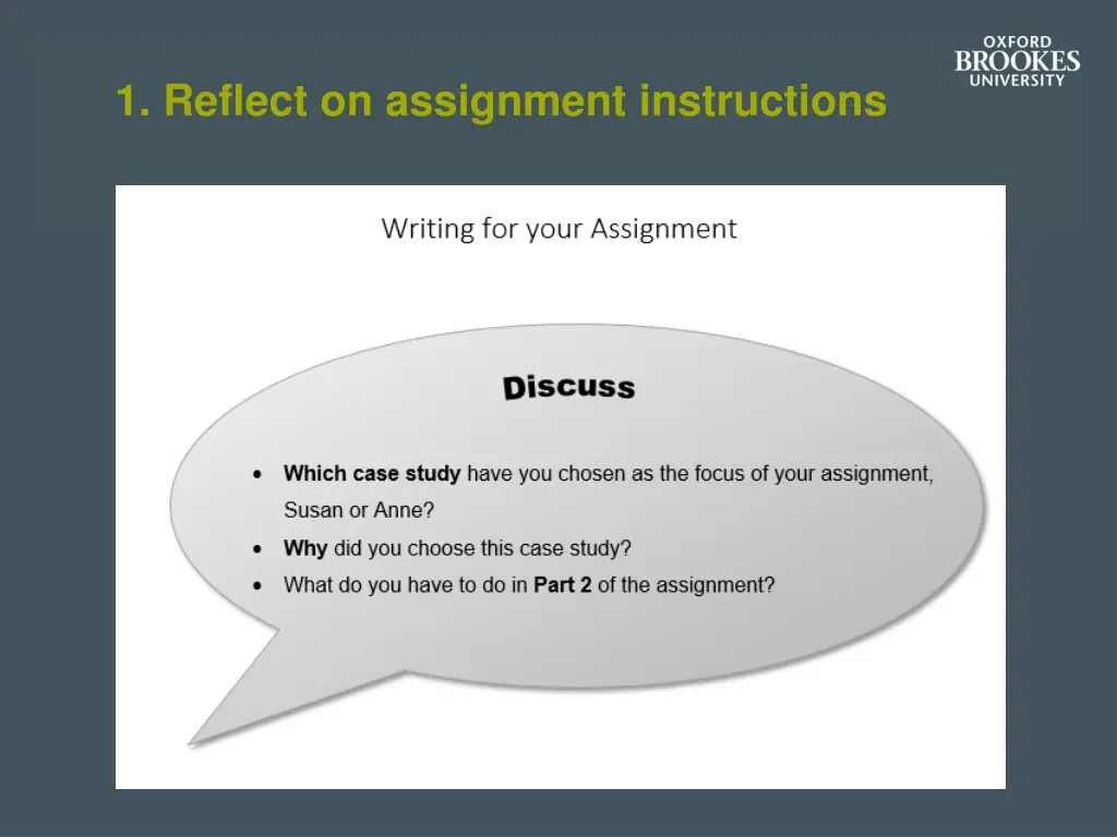 1 reflect on assignment instructions