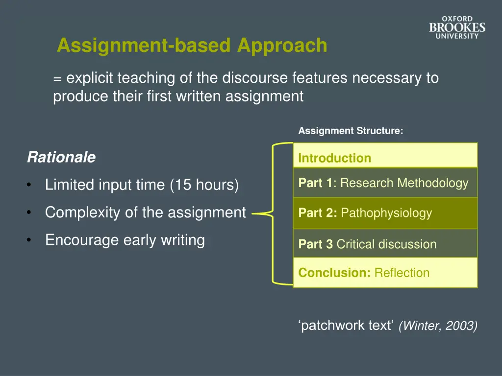 assignment based approach