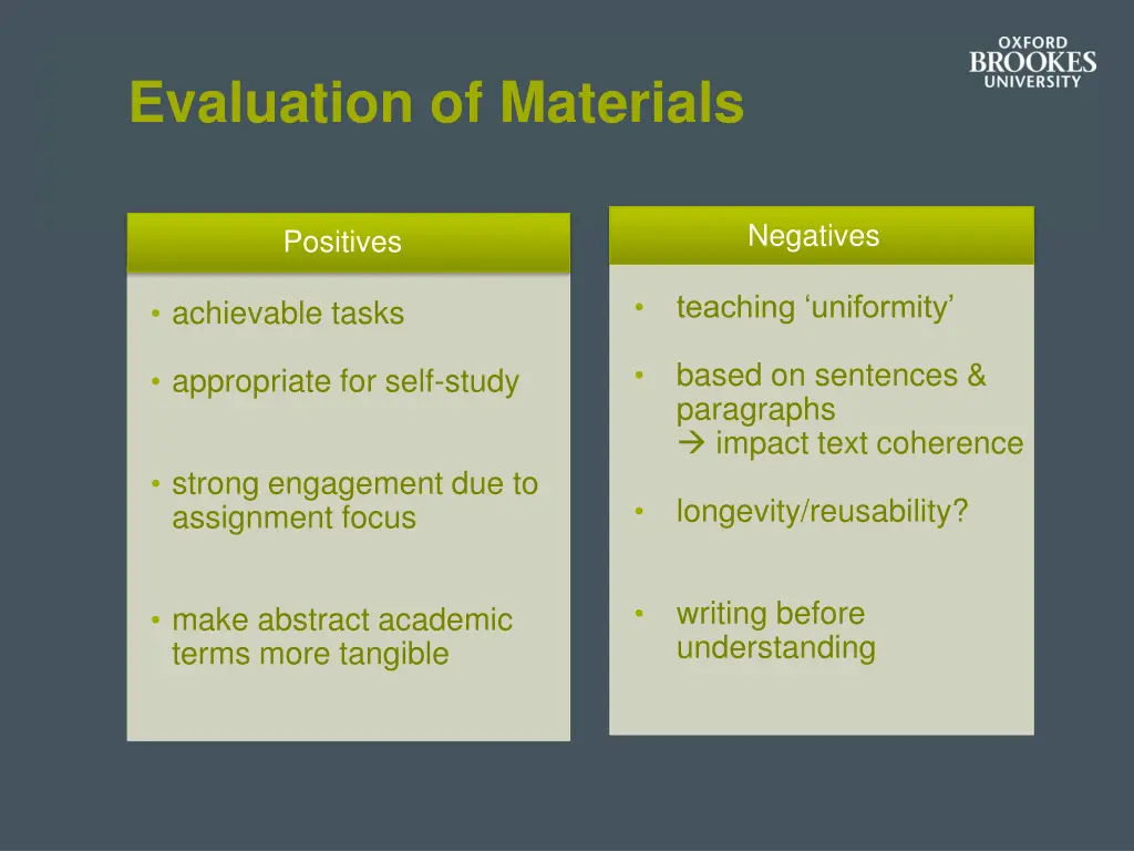 evaluation of materials