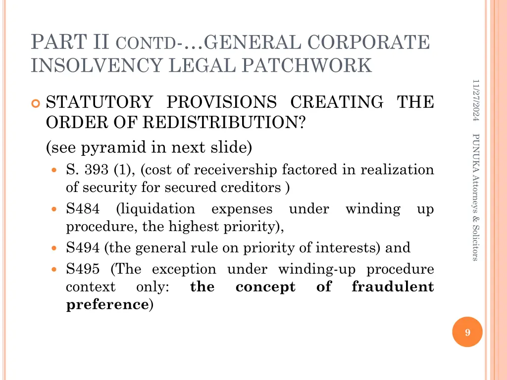 part ii contd general corporate insolvency legal 1