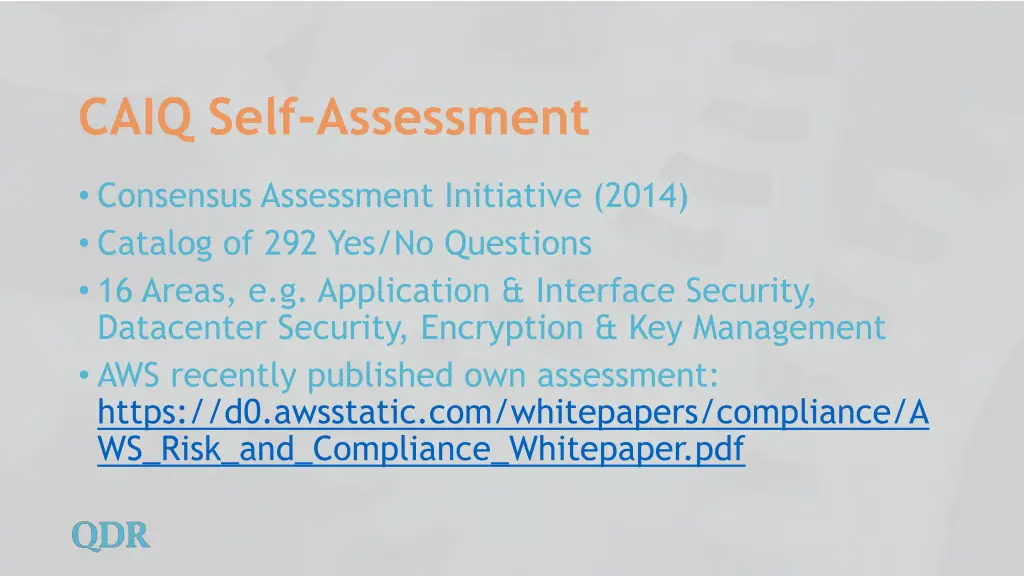 caiq self assessment