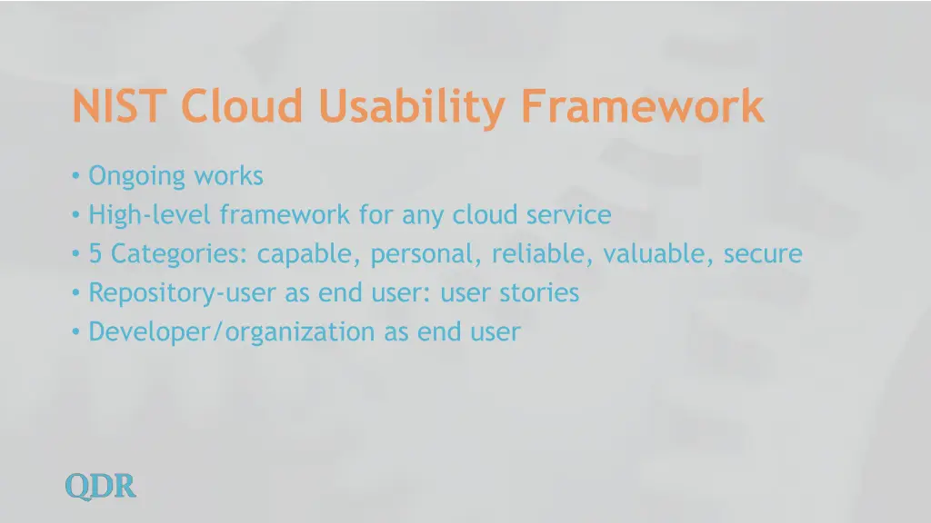 nist cloud usability framework