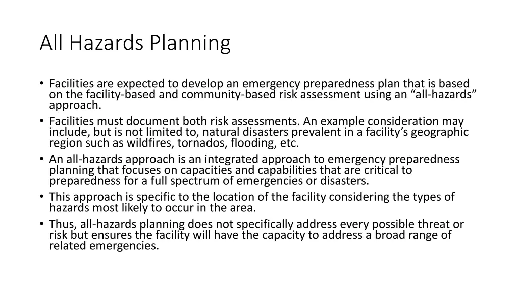 all hazards planning