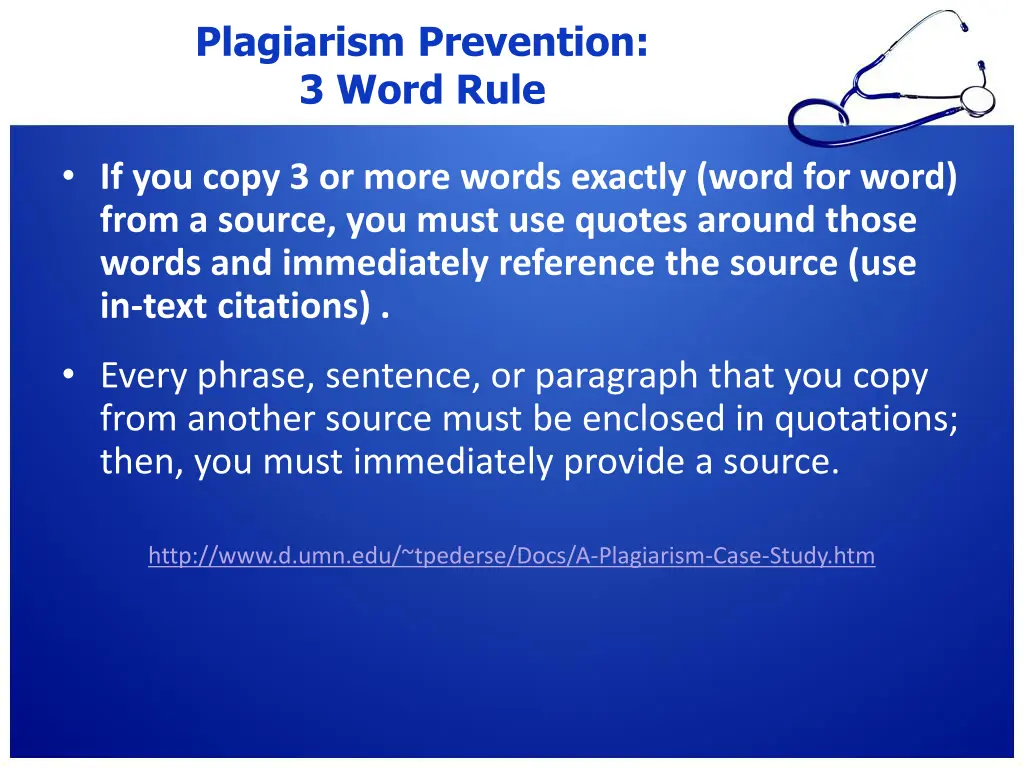 plagiarism prevention 3 word rule