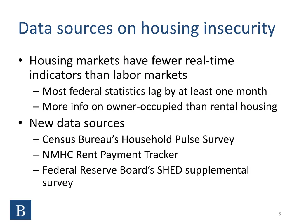 data sources on housing insecurity