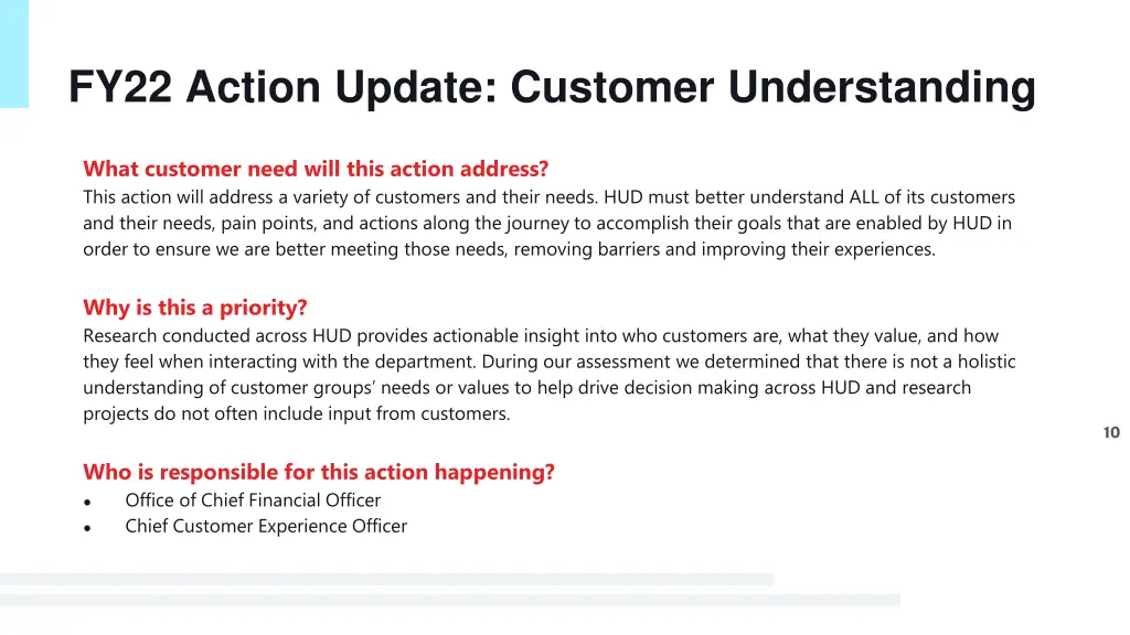 fy22 action update customer understanding