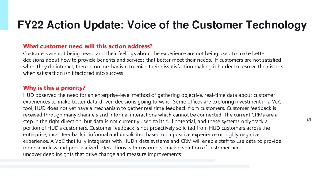 fy22 action update voice of the customer