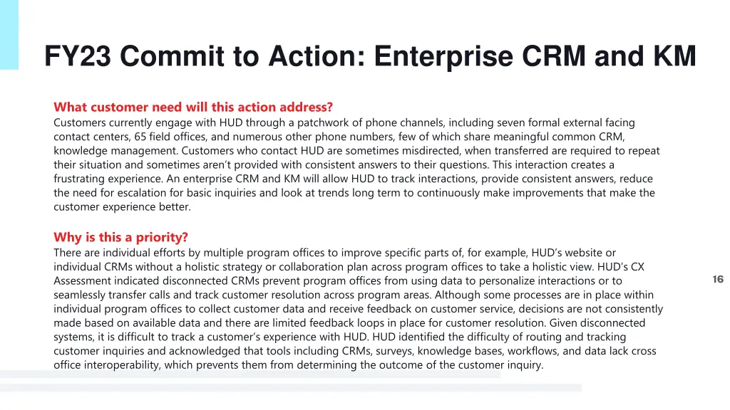 fy23 commit to action enterprise crm and km